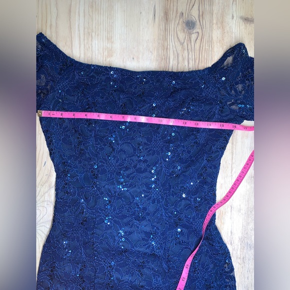 Off Shoulder Lace Sequined Sleeve Detail Dress - Picture 10 of 15